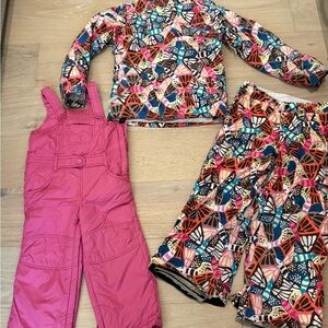 Burton Multicolored Snowboard Ski Jacket Pant Set Small, Pink Bib is Gap 3T